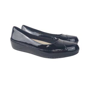 Fitflop Due Black Patent Ballet Flats Slip On Comfort Womens Size 42 US 10
